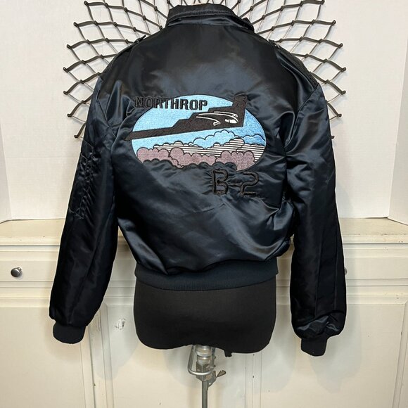 Vtg Mac Murray USA Northrop Air Force B2 Division Flight/Bomber Jacket Blk s/Sm - Picture 8 of 12